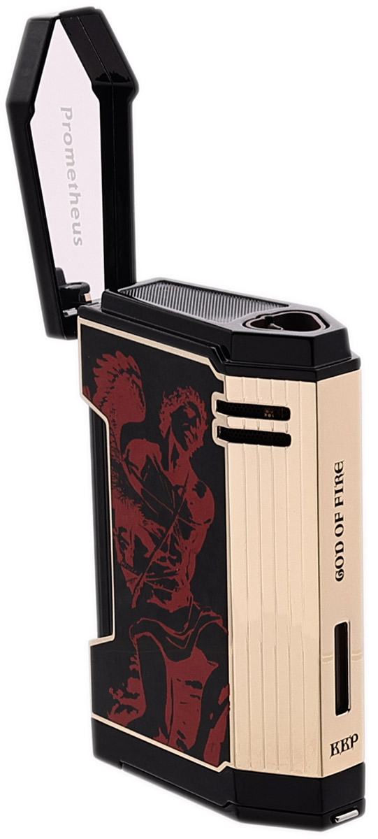 Lighters Prometheus Cigar Lighter - Magma T God of Fire (Red on Black Lacquer)