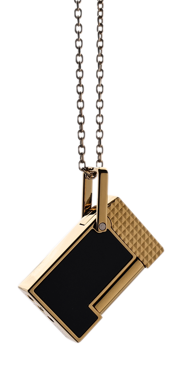 Lighters S.T. Dupont Lighter Necklace - Ligne 2 Gold/Black Lacquer