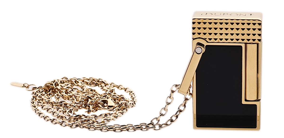 Lighters S.T. Dupont Lighter Necklace - Ligne 2 Gold/Black Lacquer