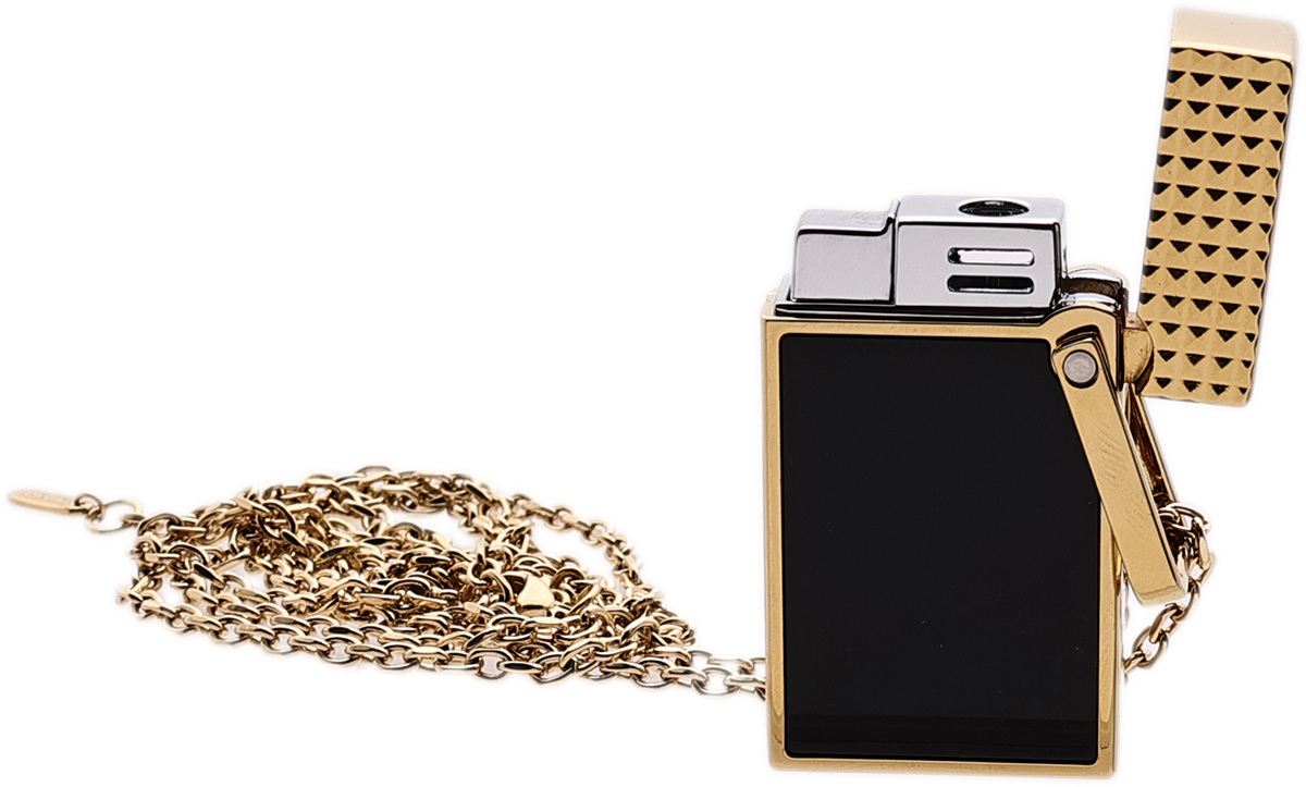 Lighters S.T. Dupont Lighter Necklace - Ligne 2 Gold/Black Lacquer