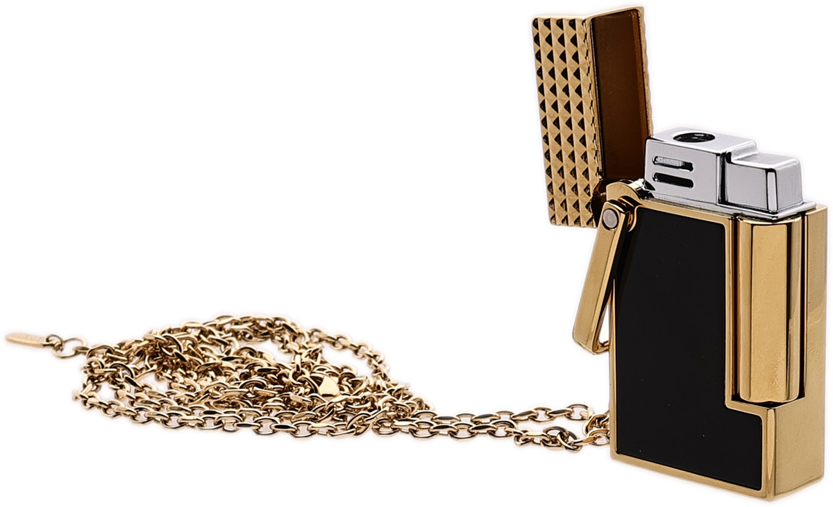 Lighters S.T. Dupont Lighter Necklace - Ligne 2 Gold/Black Lacquer