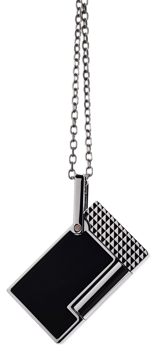 Lighters S.T. Dupont Lighter Necklace - Ligne 2 Silver//Black Lacquer