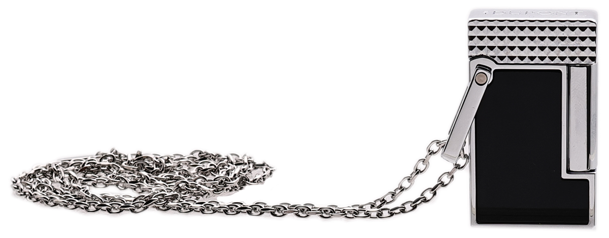 Lighters S.T. Dupont Lighter Necklace - Ligne 2 Silver//Black Lacquer