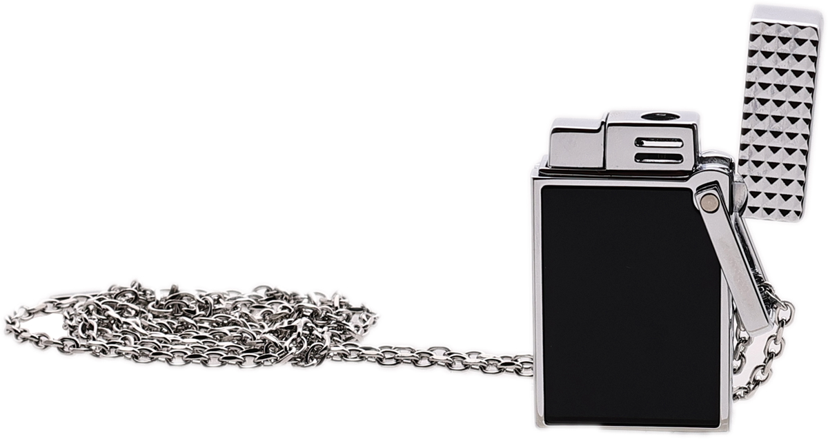 Lighters S.T. Dupont Lighter Necklace - Ligne 2 Silver//Black Lacquer