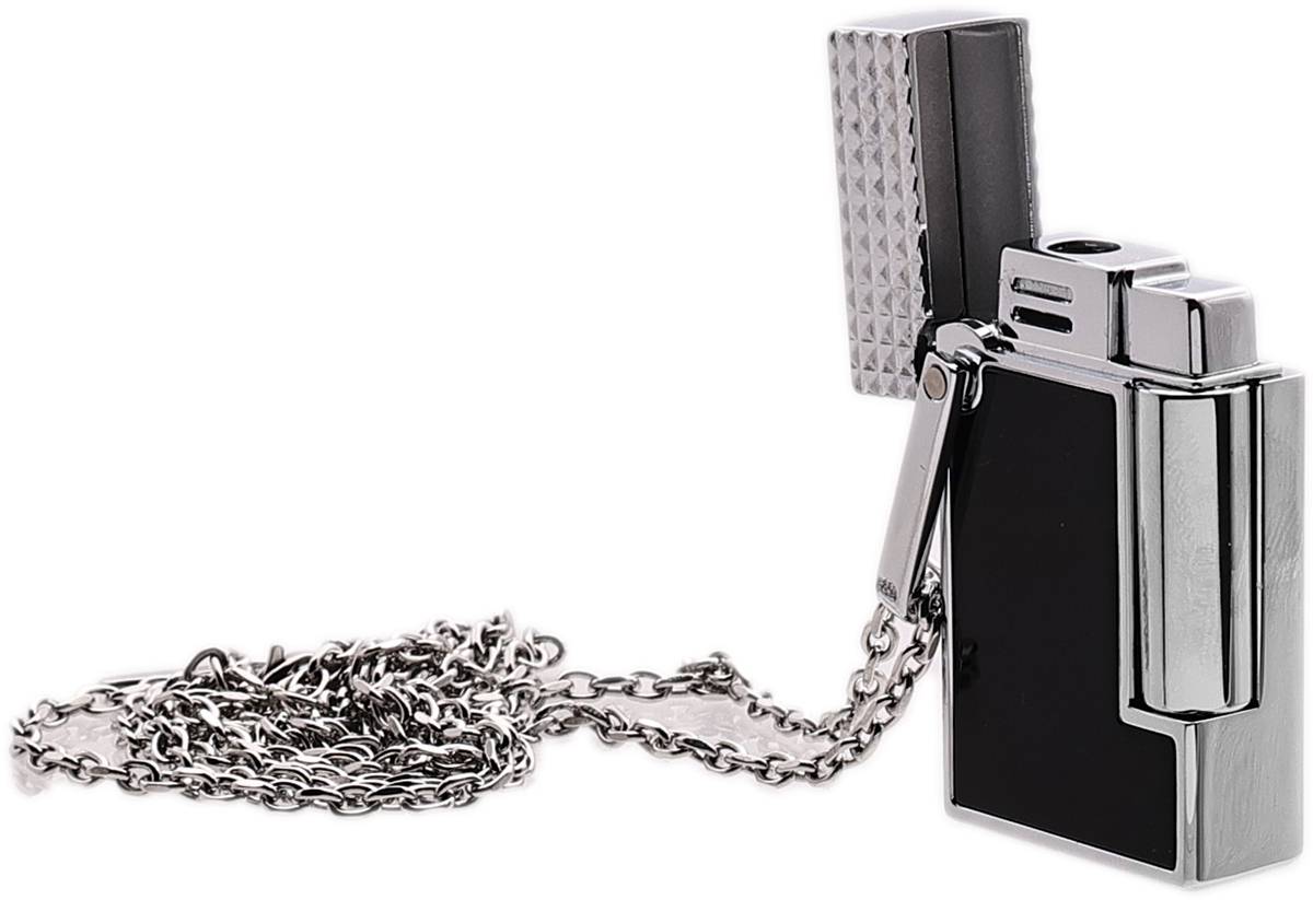 Lighters S.T. Dupont Lighter Necklace - Ligne 2 Silver//Black Lacquer