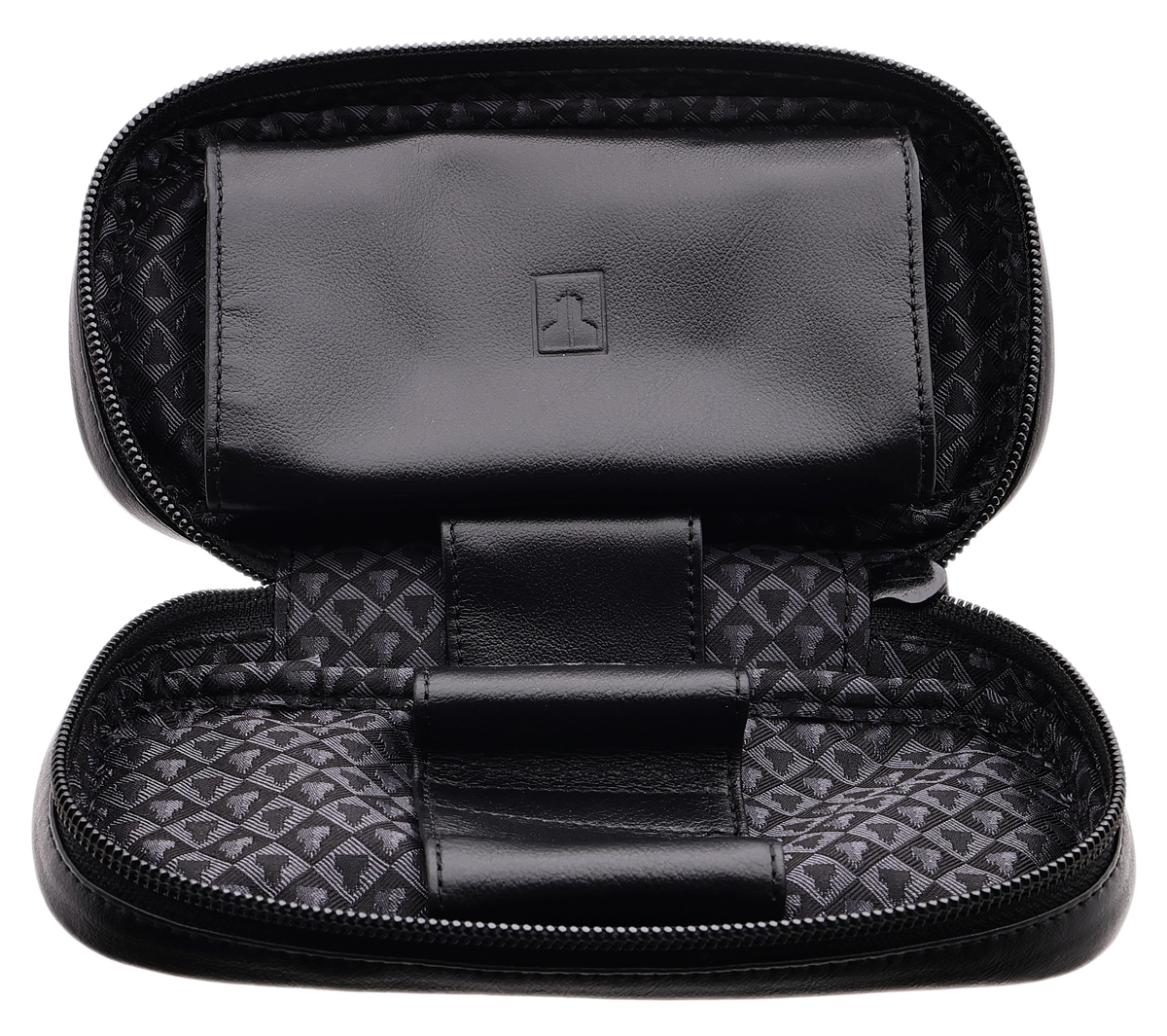 Pipe Tools Castello Leather 2 Pipe Tobacco Pouch Black