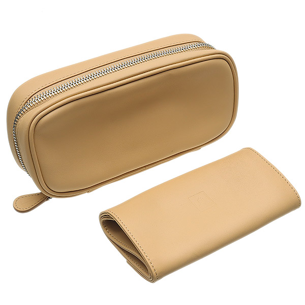 Stands & Pouches Castello Leather 2 Pipe Case with Pouch - Butter