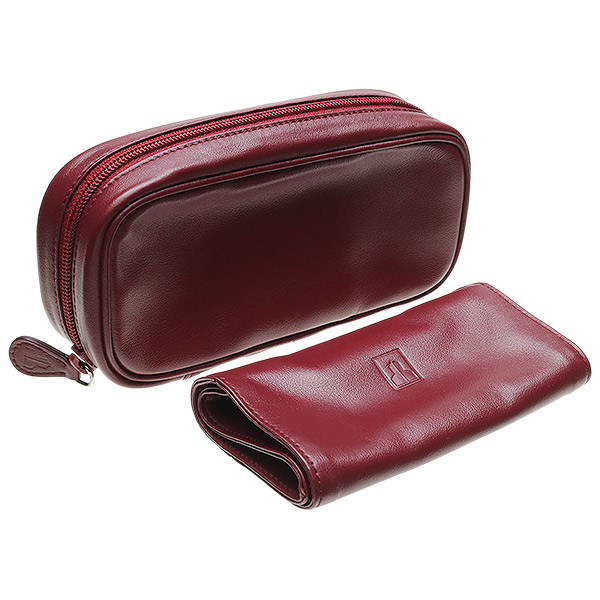 Stands & Pouches Castello Leather 2 Pipe Case with Pouch - Cordovan