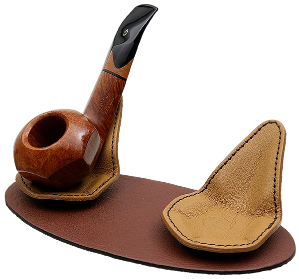 Pipe Accessories Claudio Albieri 2-Pipe Leather Magnetic Stand Brown/Tan