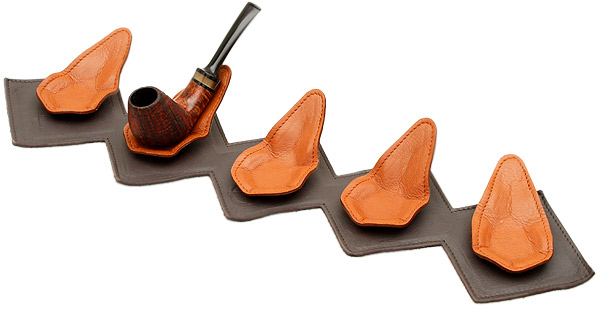 Claudio Albieri 5-Pipe Leather Magnetic Stand Dark Brown/Russet