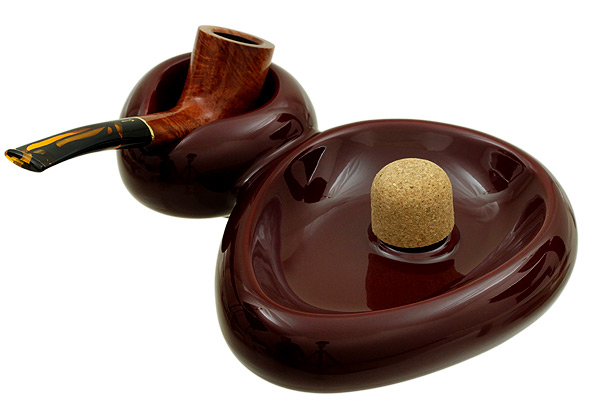 Ashtrays Savinelli Pipe Ashtray with Sidecar - Ceramic Bordeaux (1 Pipe)