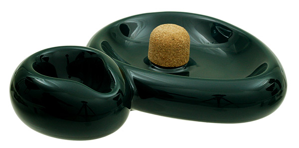 Ashtrays Savinelli Pipe Ashtray with Sidecar - Ceramic Green (1 Pipe)