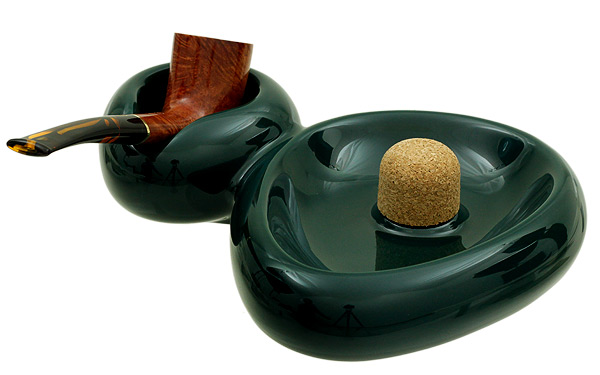 Ashtrays Savinelli Pipe Ashtray with Sidecar - Ceramic Green (1 Pipe)