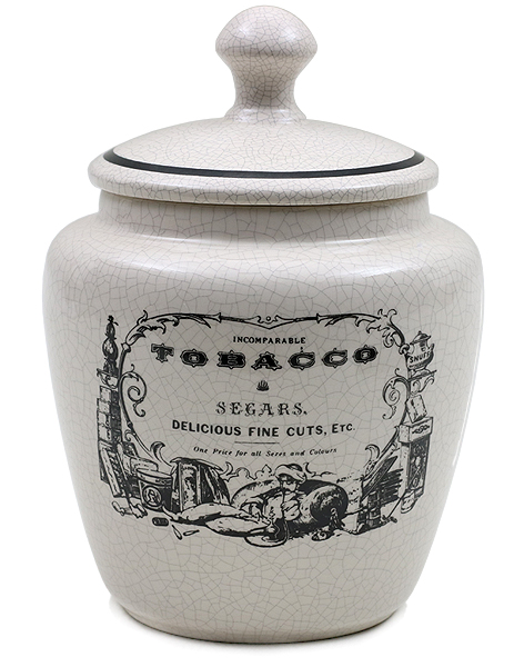 Tobacco Jars Savinelli Small Antique Ceramic Tobacco Jar "Tobacco & Segars"