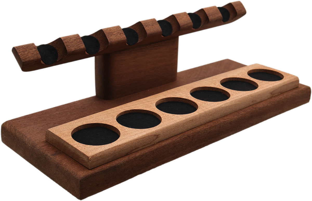 Stands & Pouches Neal Yarm 6 Pipe Stand - Tilt Head Mahogany with Maple