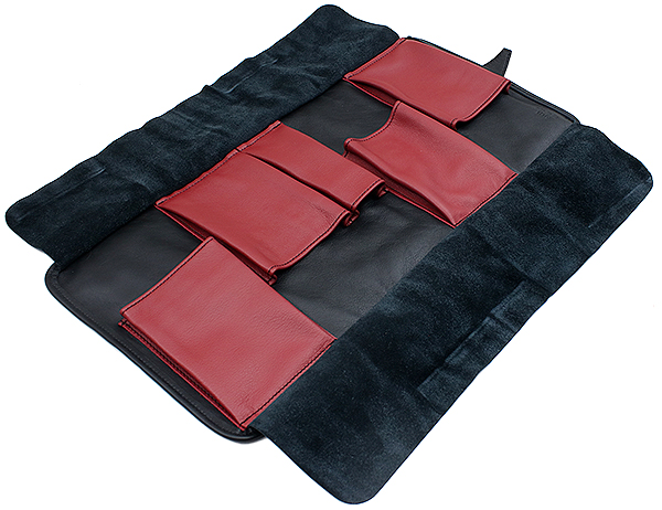 Pipe Accessories Claudio Albieri Italian Leather Elegance Rollup Black/Red