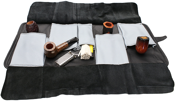 Pipe Accessories Claudio Albieri Italian Leather Elegance Rollup Black/Blue