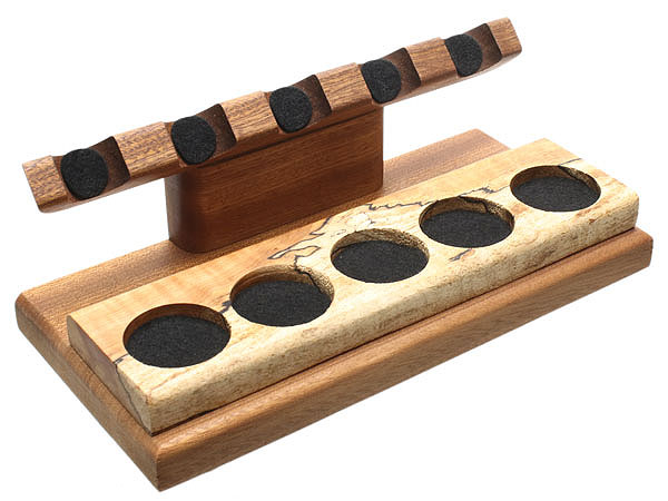 Stands & Pouches Neal Yarm 5 Pipe Stand - Tilt Head Mahogany with Maple Burl Strip