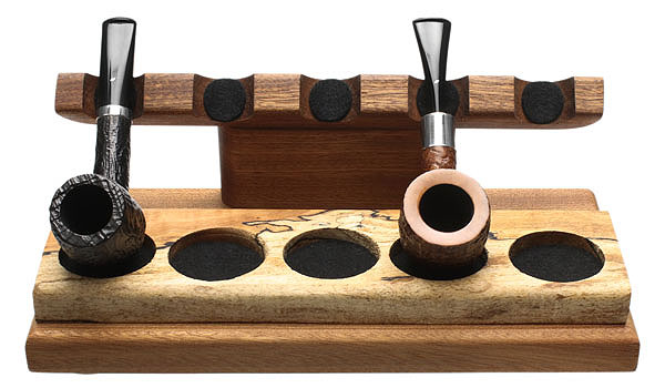 Stands & Pouches Neal Yarm 5 Pipe Stand - Tilt Head Mahogany with Maple Burl Strip