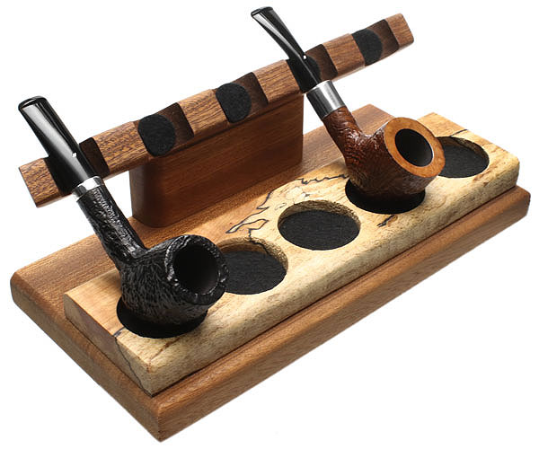 Stands & Pouches Neal Yarm 5 Pipe Stand - Tilt Head Mahogany with Maple Burl Strip