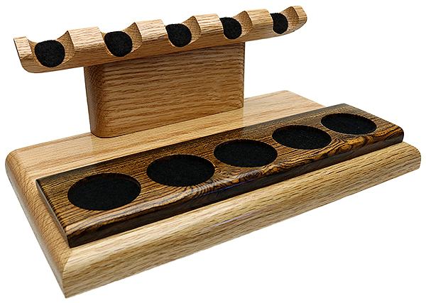 Stands & Pouches Neal Yarm 5 Pipe Stand - Tilt Head Oak with Bocote Strip