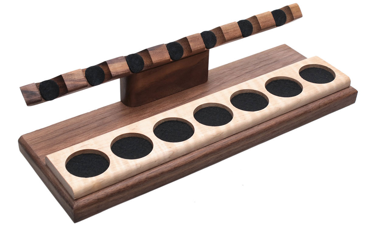 Stands & Pouches Neal Yarm 7 Pipe Stand - Tilt Head Walnut with Maple Burl Strip