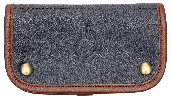 Pipe Accessories Claudio Albieri Italian Leather Tobacco Pouch Deluxe Dark Blue/Russet