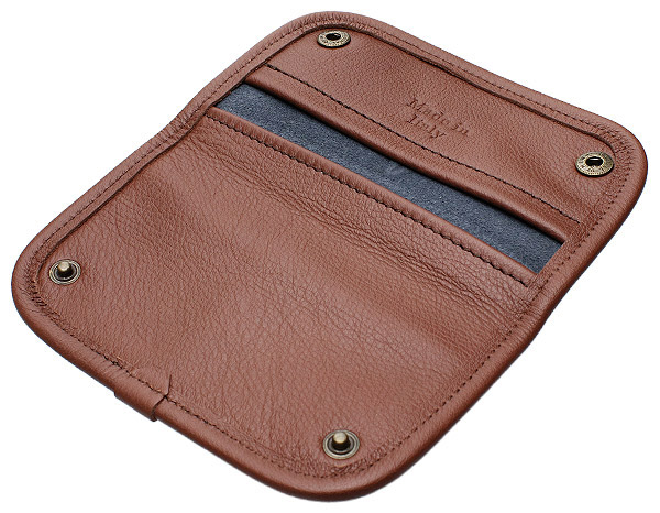 Pipe Accessories Claudio Albieri Italian Leather Tobacco Pouch Deluxe Dark Blue/Russet