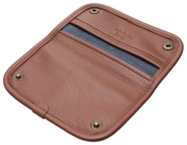 Pipe Accessories Claudio Albieri Italian Leather Tobacco Pouch Deluxe Dark Blue/Russet