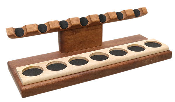Stands & Pouches Neal Yarm 7 Pipe Stand - Tilt Head Mahogany with Maple Burl Strip