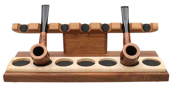 Stands & Pouches Neal Yarm 7 Pipe Stand - Tilt Head Mahogany with Maple Burl Strip