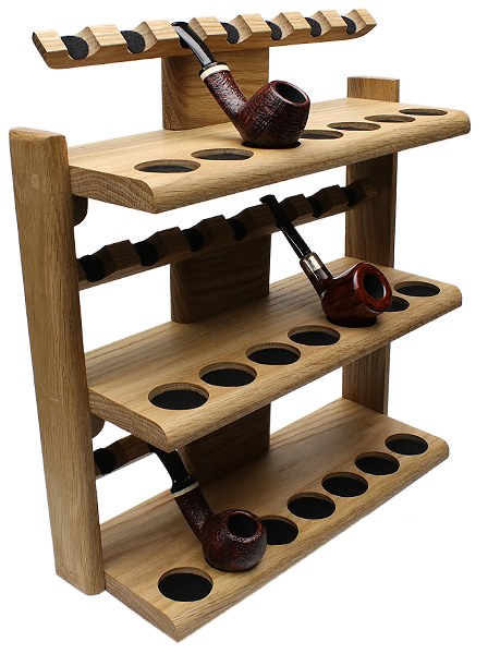 Pipe Accessories Neal Yarm 21 Pipe Oak Three Tier Pipe Stand