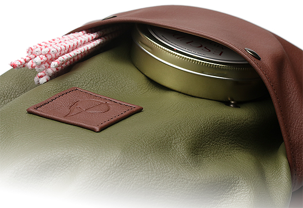 Pipe Accessories Claudio Albieri Italian Leather Backpack for 3 Pipes Olive/Chestnut