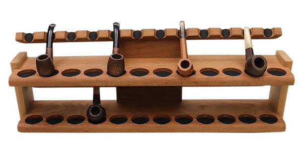 Stands & Pouches Neal Yarm 24 Pipe Stand - Two Tier Mahogany and Maple Burl