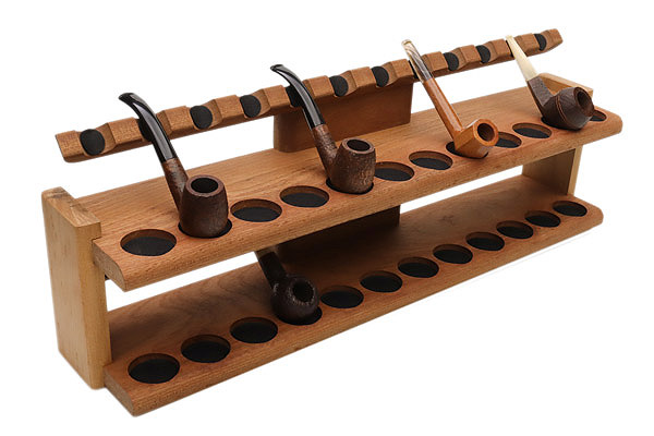 Stands & Pouches Neal Yarm 24 Pipe Stand - Two Tier Mahogany and Maple Burl