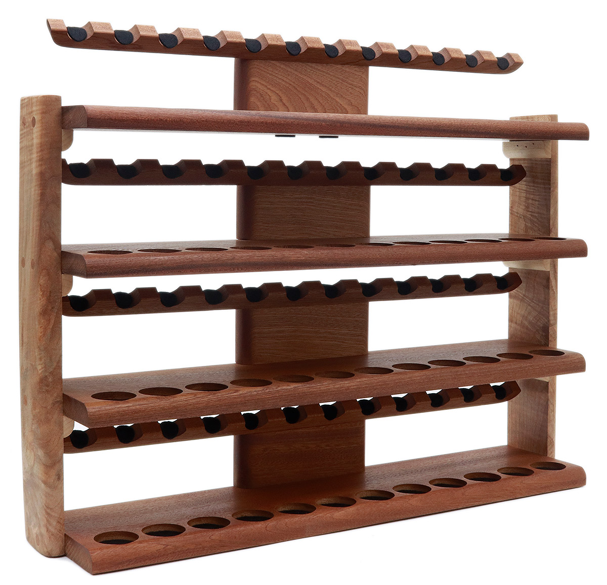 Stands & Pouches Neal Yarm 48 Pipe Stand - Four Tier Mahogany and Stained Maple