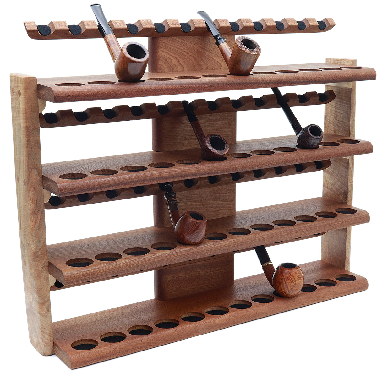 Stands & Pouches Neal Yarm 48 Pipe Stand - Four Tier Mahogany and Stained Maple