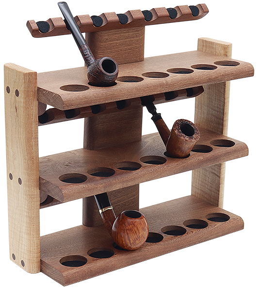 Stands & Pouches Neal Yarm 21 Pipe Stand - Three Tier Mahogany and Stained Maple