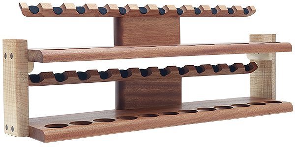 Stands & Pouches Neal Yarm 24 Pipe Stand - Two Tier Mahogany and Stained Maple