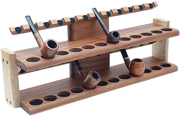 Stands & Pouches Neal Yarm 24 Pipe Stand - Two Tier Mahogany and Stained Maple