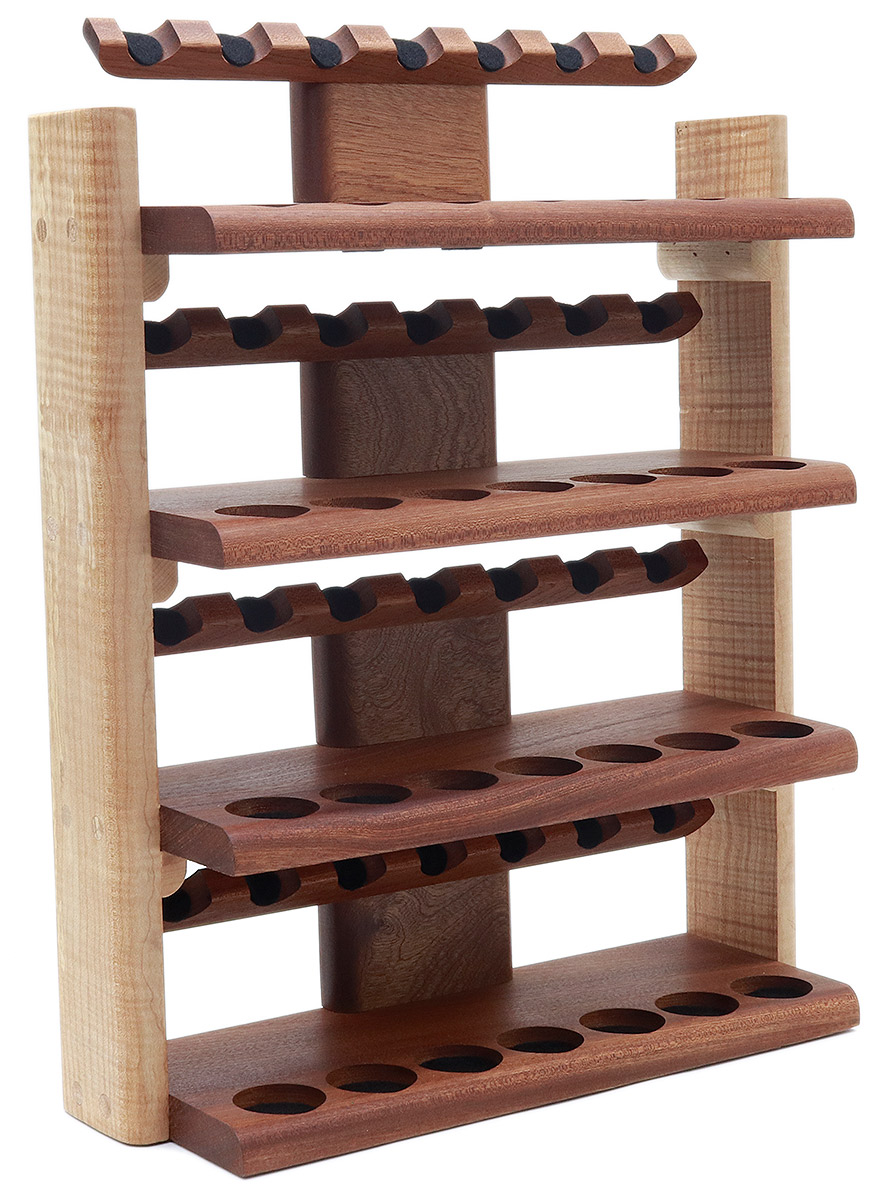 Stands & Pouches Neal Yarm 28 Pipe Stand - Four Tier Mahogany and Stained Maple