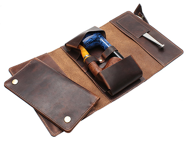 Stands & Pouches Chacom 2 Pipe Roll Up - Leather Brown