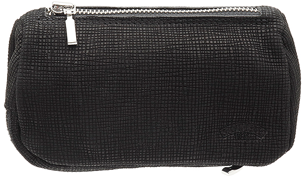Stands & Pouches Savinelli Leather 2 Pipe and Tobacco Bag - Black Weave