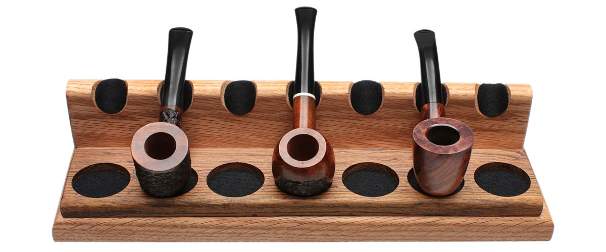 Stands & Pouches Neal Yarm 7 Pipe Stand - Solid Back Oak and Bocote