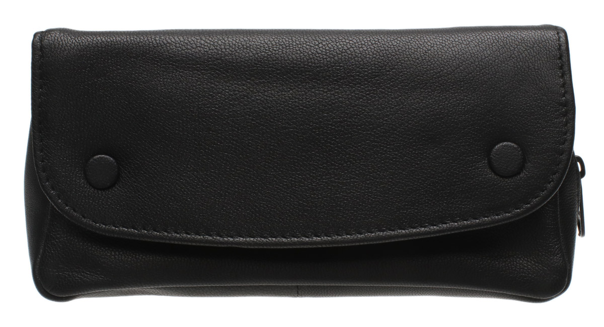 Stands & Pouches Genuine Leather 1 Pipe Combo Pouch Black
