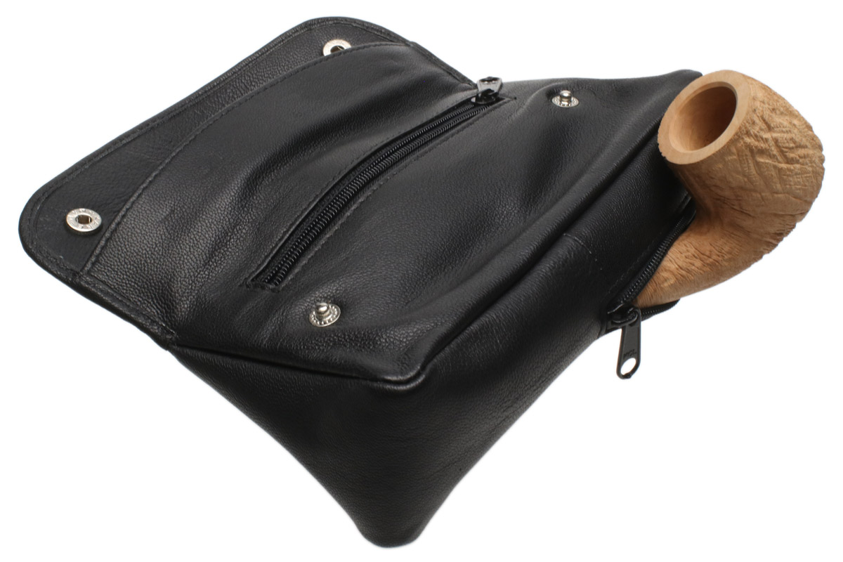Stands & Pouches Genuine Leather 1 Pipe Combo Pouch Black