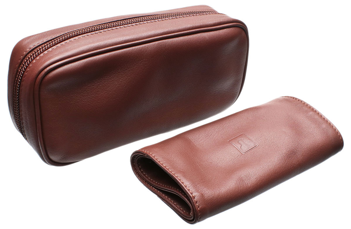 Stands & Pouches Castello Leather 2 Pipe Tobacco Pouch Brown
