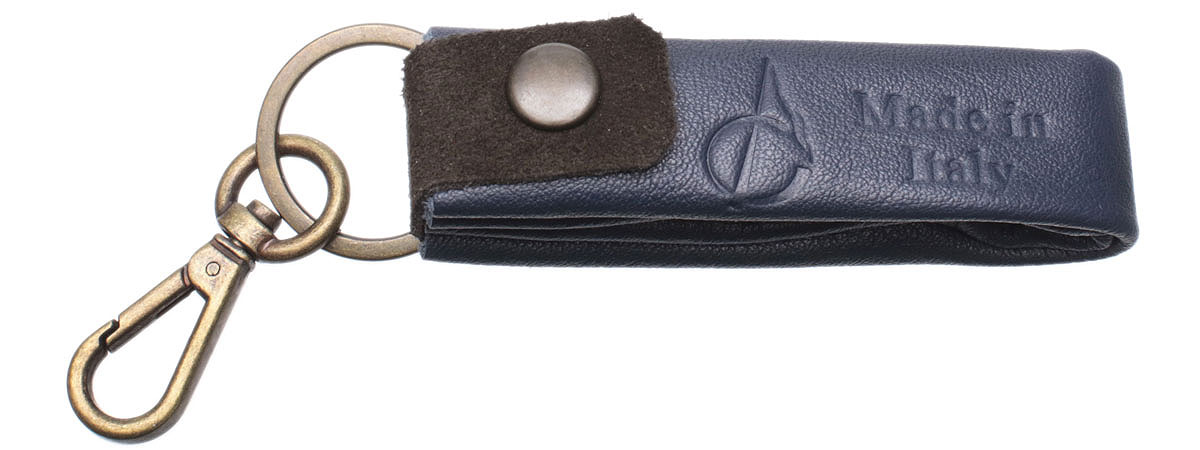 マルジェラ　ORIGAMI LEATHER KEY RING POUCH Origami Keychain Navy/Dark Brown - Claudio Albieri