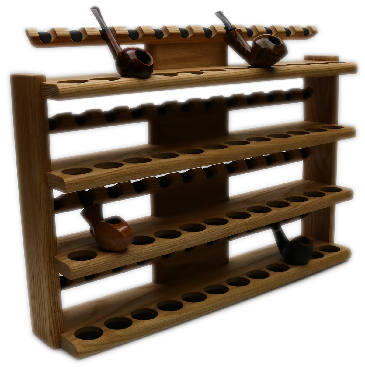Stands & Pouches Neal Yarm 48 Pipe Four Tier Pipe Stand Oak