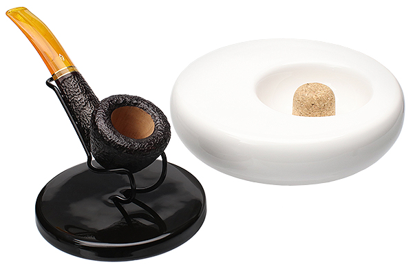 Ashtrays Savinelli White Ashtray with Black Pipe Stand Top
